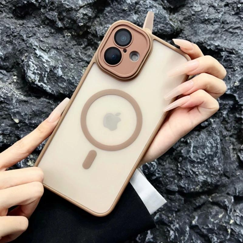 Desert Gold Luxury For Magsafe Wireless Charging Magnetic Case For Iphone 11 12 13 14 15 16 Pro Max Plus Matte Clear Armor Cover