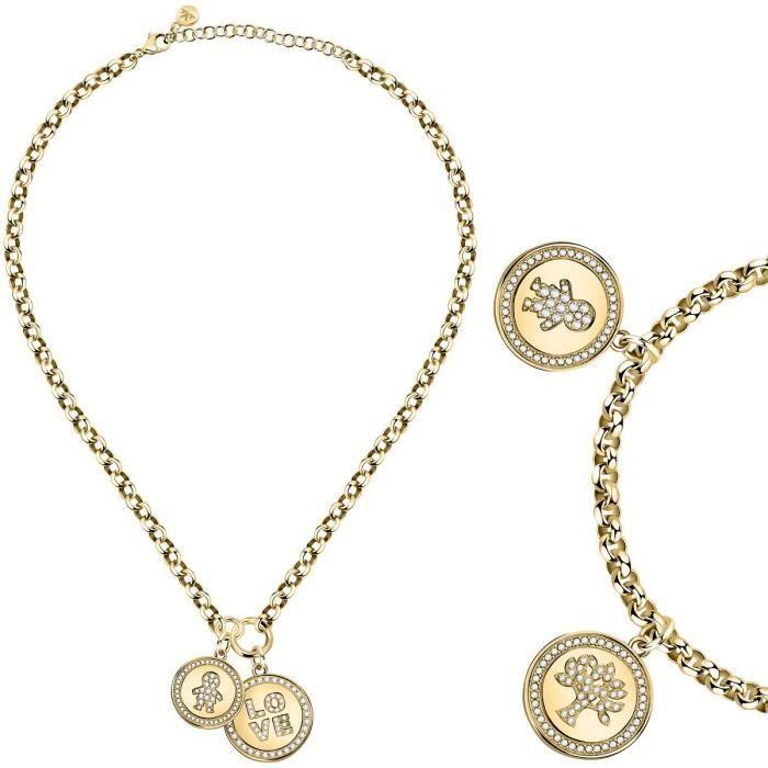 Coffret - MORELLATO - LOVE - Acier Jaune - Cristal Blanc - Pendentifs 'LOVE'