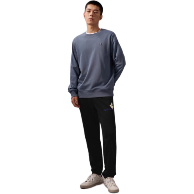 Calvin Klein Pattern Embroidered Straight Fit Casual Pants Unisex Pants Black J400225