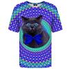 Summer Round Neck 3D Animal Cat Graphic Print Top Fashionable Casual Short Sleeved Men's T-shirts