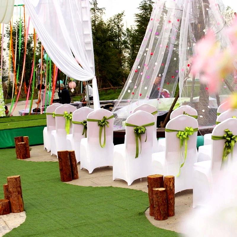 White Wedding Banquet Chair Cover Elastic [21Ba]