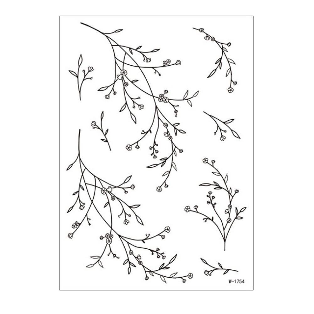 Waterproof Leaf Temporary Tattoos Make Up Sketch Style Stickers Body Art