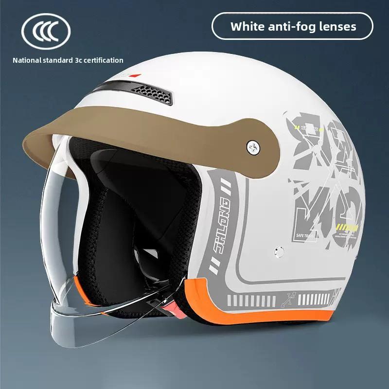Electric Motorcycle Helmet Brim Men's and Women's Four-season Winter Warm and Anti-fog Helmet