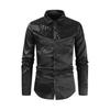 Spring Fall Men Shirt Sequin Smooth Surface Single-breasted Patchwork Turn-down Collar Cardigan Long Sleeves Cosplay Club Dance Party Top