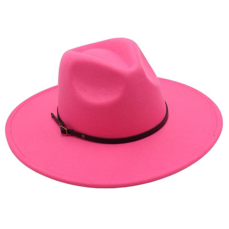 Belt Buckle Top Hat Jazz Hat Men'S And Women'S Felt Hat Woolen Hat Wool Versatile Street Shot