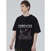 Black T Shirt Computer Troubleshooting Diagram Print With Keyboard Chair And Text For Office Work Or Casual Wear