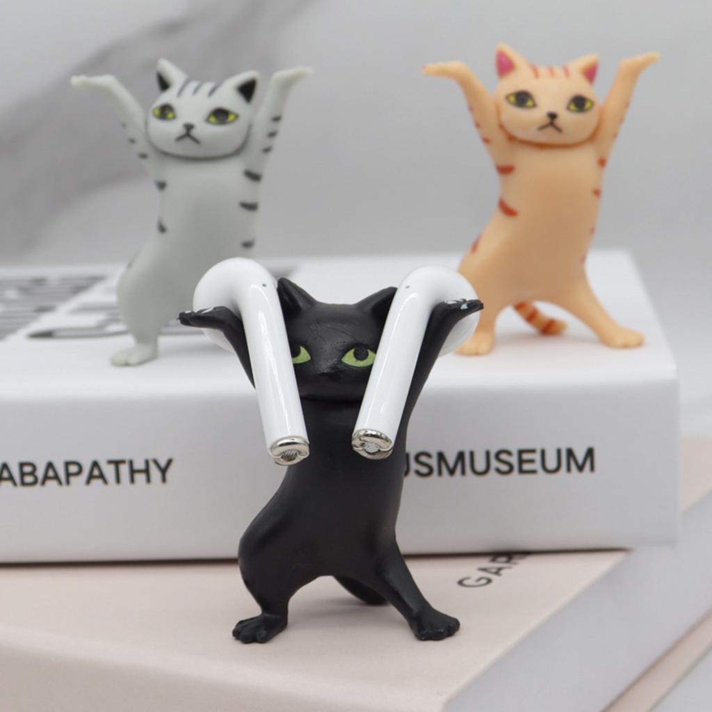 5pcs Dancing Cat Pen Holder Stand PVC Mini Desk Decor Cute Anime Figures Office Stationery Organizer for Students Gift