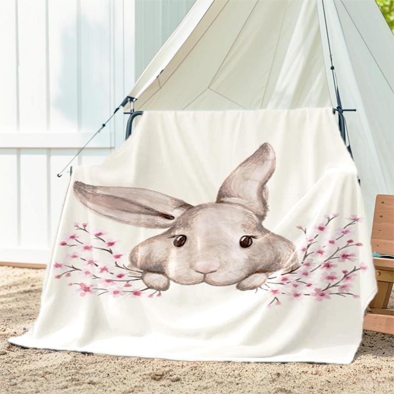 1pc Animals: rabbit, cat, pattern blanket, all season lightweight home office outdoor nap multifunctional blanket