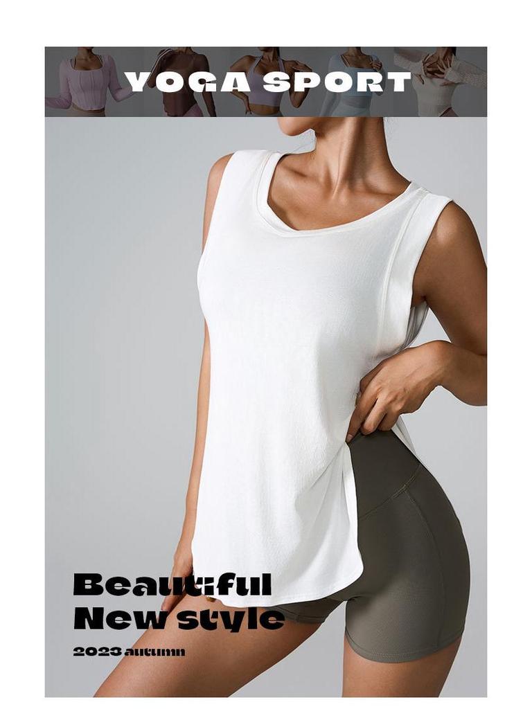 Volná dámská vesta bez rukávů na jógu a běh: Evropský a americký styl