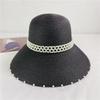 Hepburn style retro French pearl straw hat seaside vacation sun protection beach hat bucket hat big brim sun hat