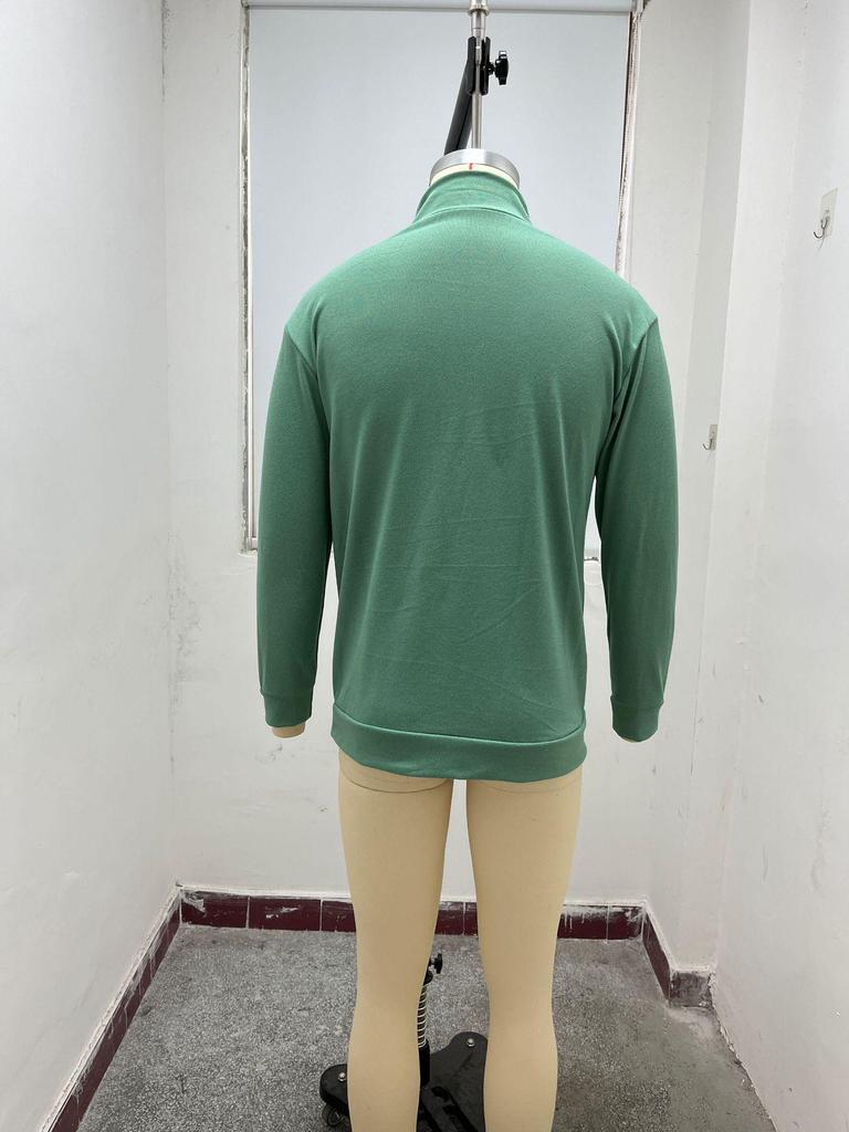 2023 Autumn Men's Long Sleeve V-Neck Wool Plush Polo Shirt