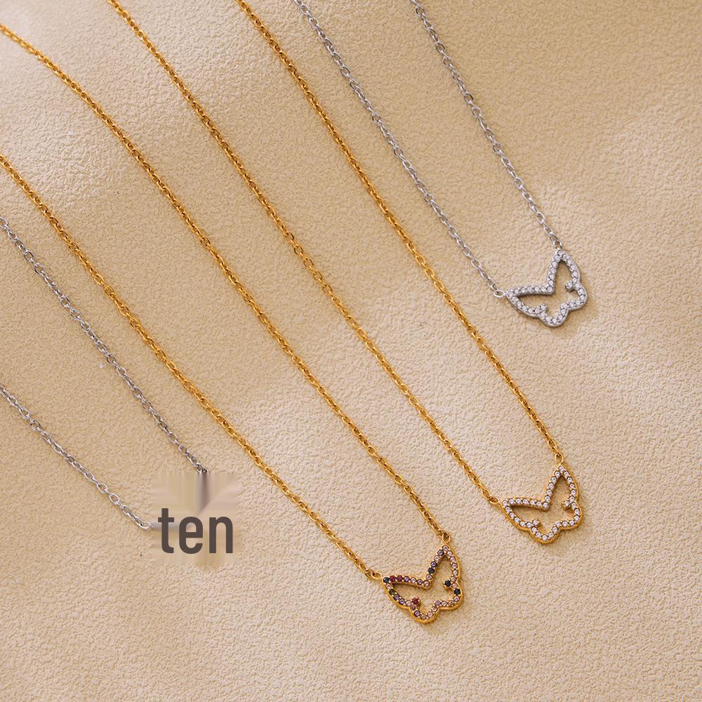 Qiong Yao Butterfly Pendant Necklace - Chic Stainless Steel Luxury for Trendsetters