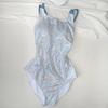 Racing Swimsuit One-piece Triangle Suspender Bright Surface Swimming Pool Sports Hot Suit High Waist