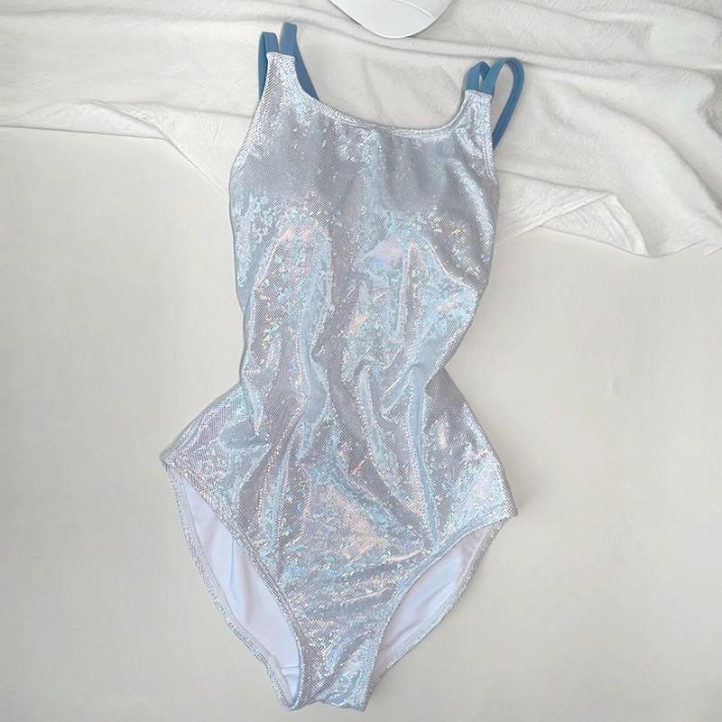 

Racing Swimsuit One-piece Triangle Suspender Bright Surface Swimming Pool Sports Hot Suit High Waist M