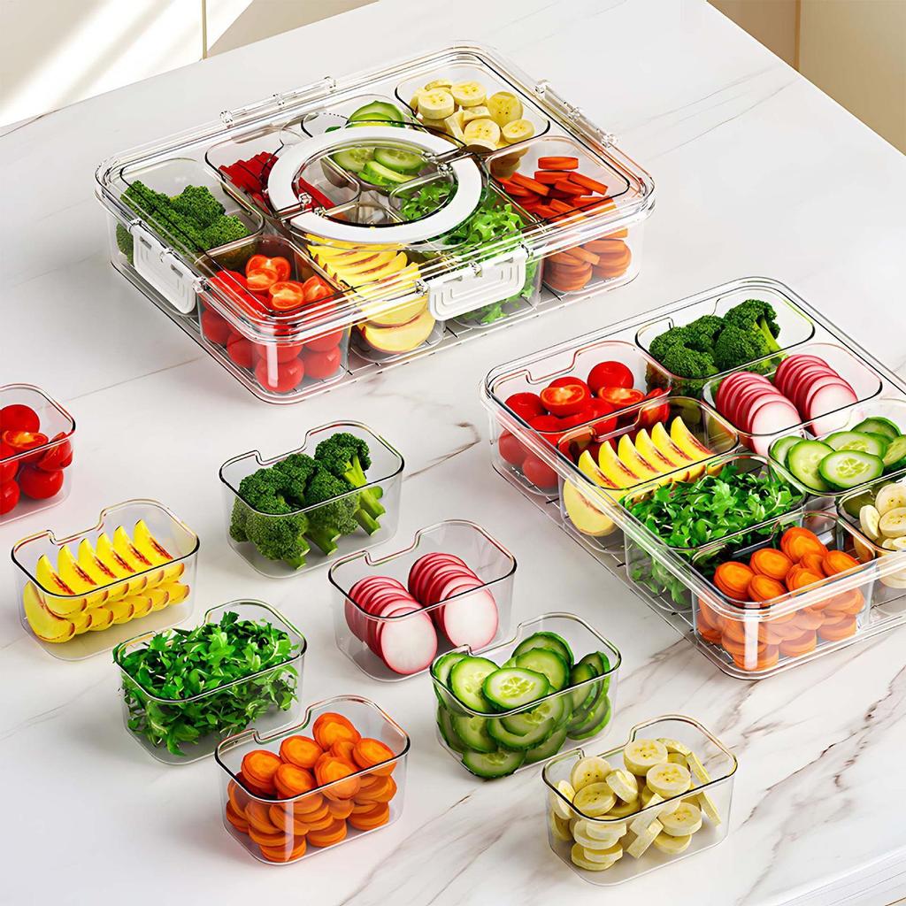 Snack Containers 8 Compartments Reusable Snack Boxes Organizer Veggie Tray Storage For Home Nuts Fruits Candy Condiments Kitchen