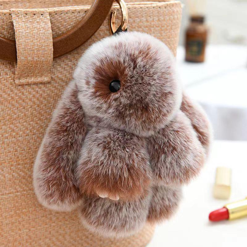 Rex Rabbit Fur Plush Keychain: Cute Rabbit Pendant Toy for Bag or Car