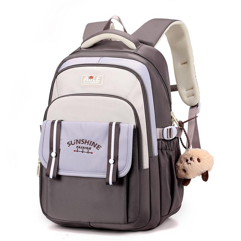 Fashion Contrasting Color Junior High School Girl Schoolbags Widened Reinforced Shoulder Strap Teenager Backpack Lightweight Large Capacity Book Bag