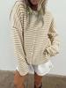 2026 retro contrasting color thin horizontal strip loose coat round neck button knitted cardigan skin-friendly daily versatile coat women