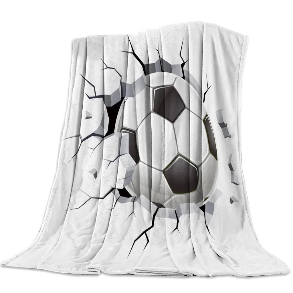 Soccer Ball Sport Football Print Blankets Coverlet Throw Cover Fleece Comfort Warm Flannel Blanket for Indoor Couch Home Decor