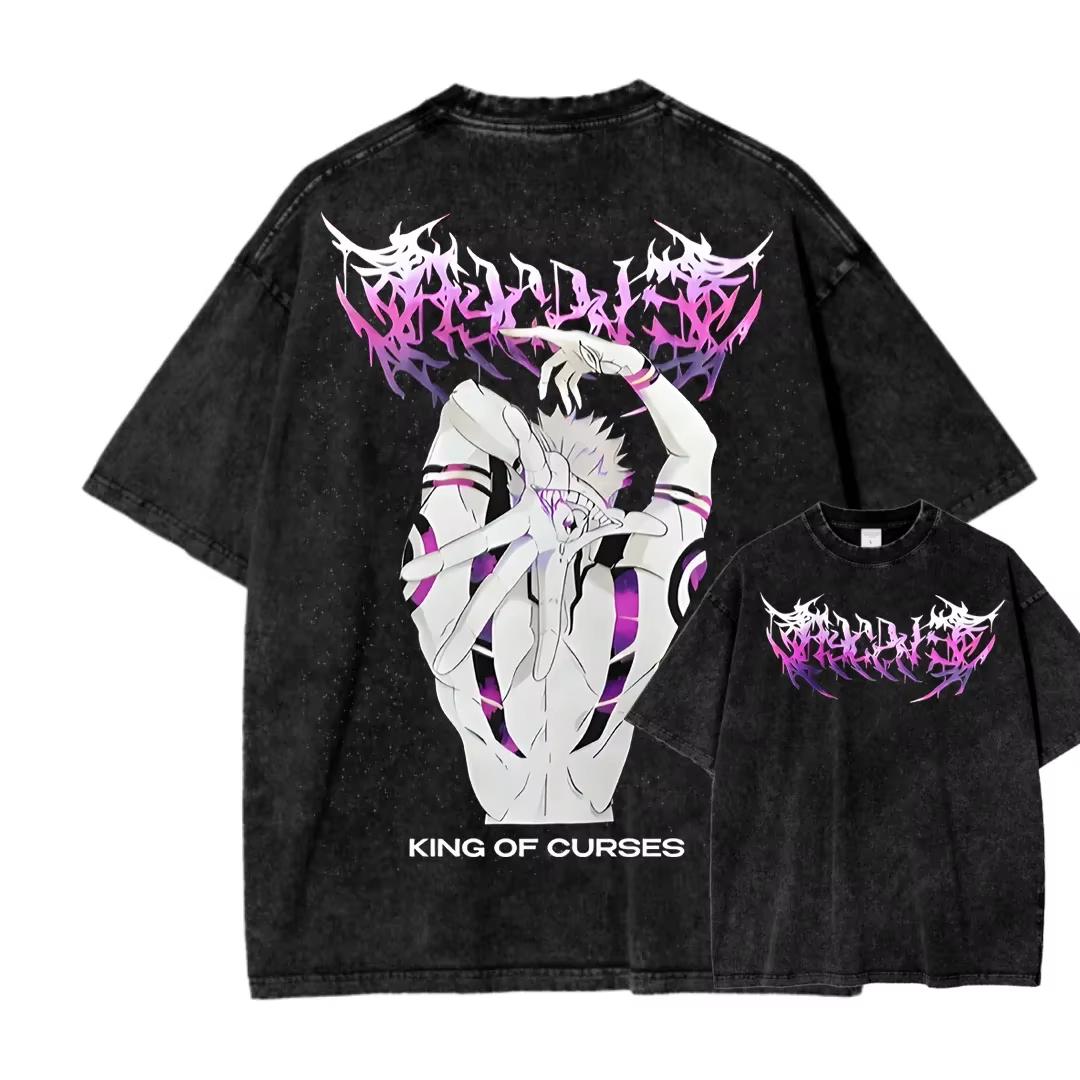 

Anime Jujutsu Kaisen Ryomen Sukuna Printed Tshirt Mens and Womens Washed Tshirt High Quality Vintage Cotton Tshirt YK Tops M