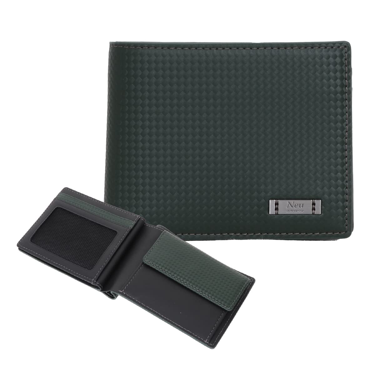 

Новый интерес Ночь Двухслойный кошелек из натуральной кожи и гибридной кожи Зеленый и черный Мужской (3541) (06)