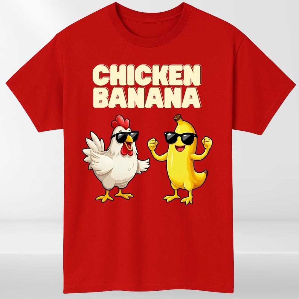 Funny Dancing Chicken Banana TShirt Graphic Meme Cartoon Unisex Casual Tee S