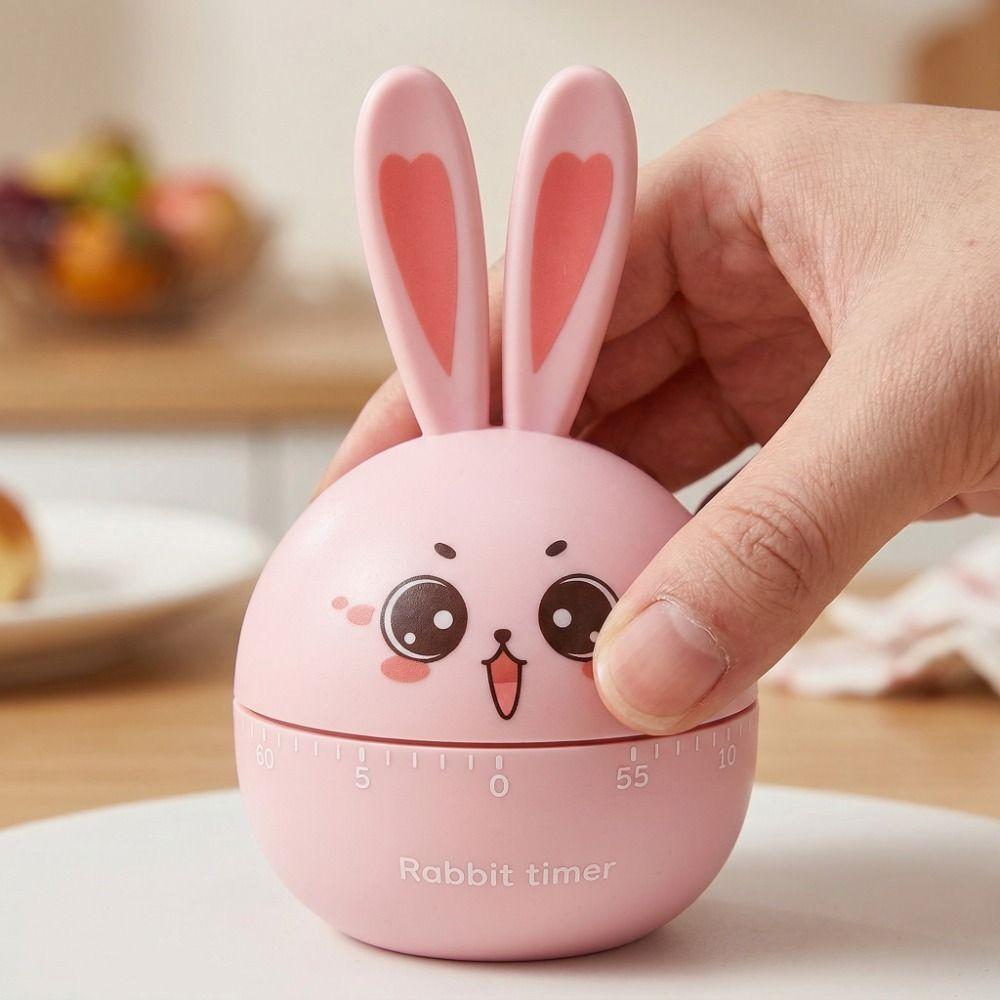 Cartoon Rabbit Shape Kitchen Timer High Accuracy Battery Free Mechanical Timer Adjustable Children Study Timer Kitchen Use