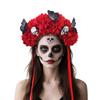 Reusable Practical Plastic Skull Headband And Simulated Floral Decors Costume Headband For Halloween Theme Parties