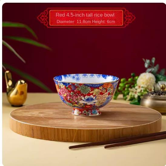 

Столовая посуда Керамическая эмаль Необычная китайская бытовая костяной фарфор 4,8-дюймовая миска для риса 6-дюймовое высококачественное легкое роскошное украшение стола