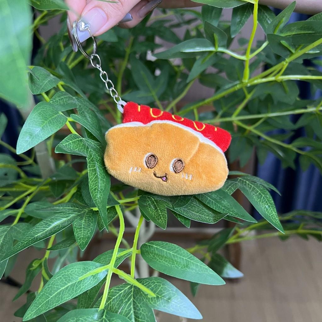 French Cute Cartoon Fries Hamburger And Hot Dog Plush Keychains Figures Mini