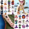 54 Stück Temporäre Tattoos Dekorative Aufkleber Wasserdicht Langlebige Körperaufkleber Halloween-Aufkleber Cartoon Für Frauen Männer