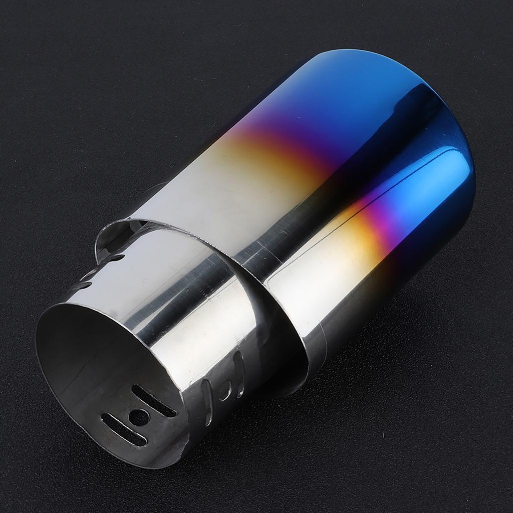Stainless Steel Car Modified Exhaust Tip Muffler Pipe Rear Tail Throat Titanium Blue 62mm   2.4in