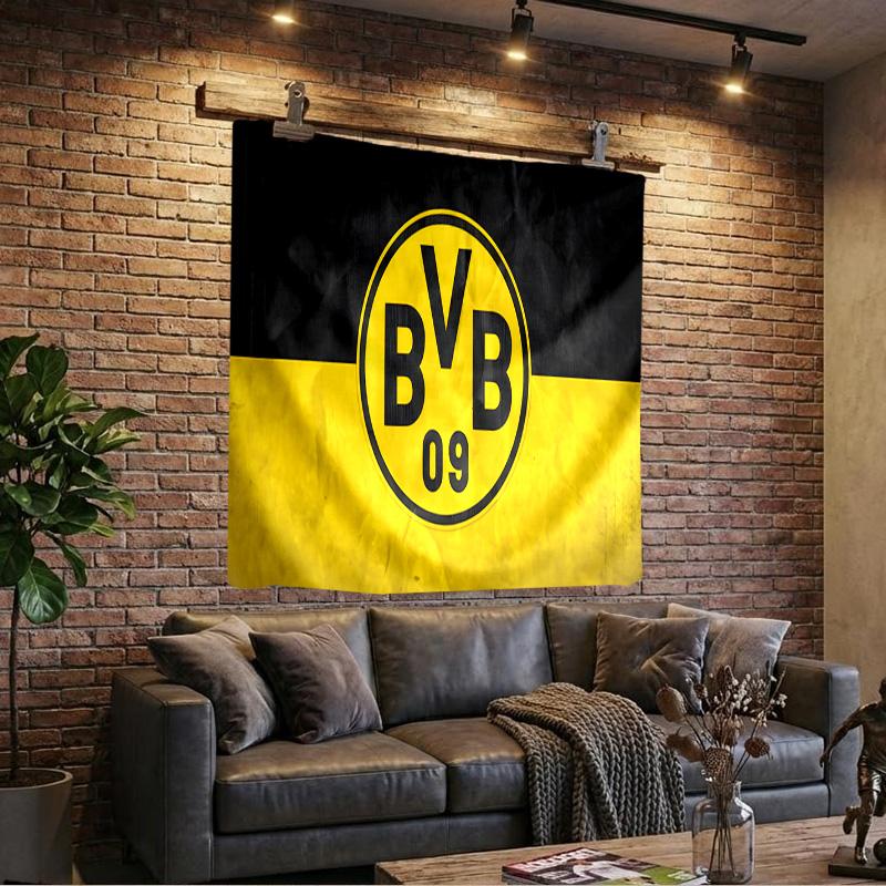 1 szt. Gobelin z logo drużyny piłkarskiej Bvb 09, Gobelin o unikalnym wzorze, Dekoracja ścienna do sypialni, salonu, pokoju zabaw, Ciepłe prezenty świąteczne dla fanów