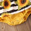 Infant Baby Girl Sunflower Romper Dress Lace Sleeve One-piece Bodysuit Jumpsuit Summer Outfit with Headband