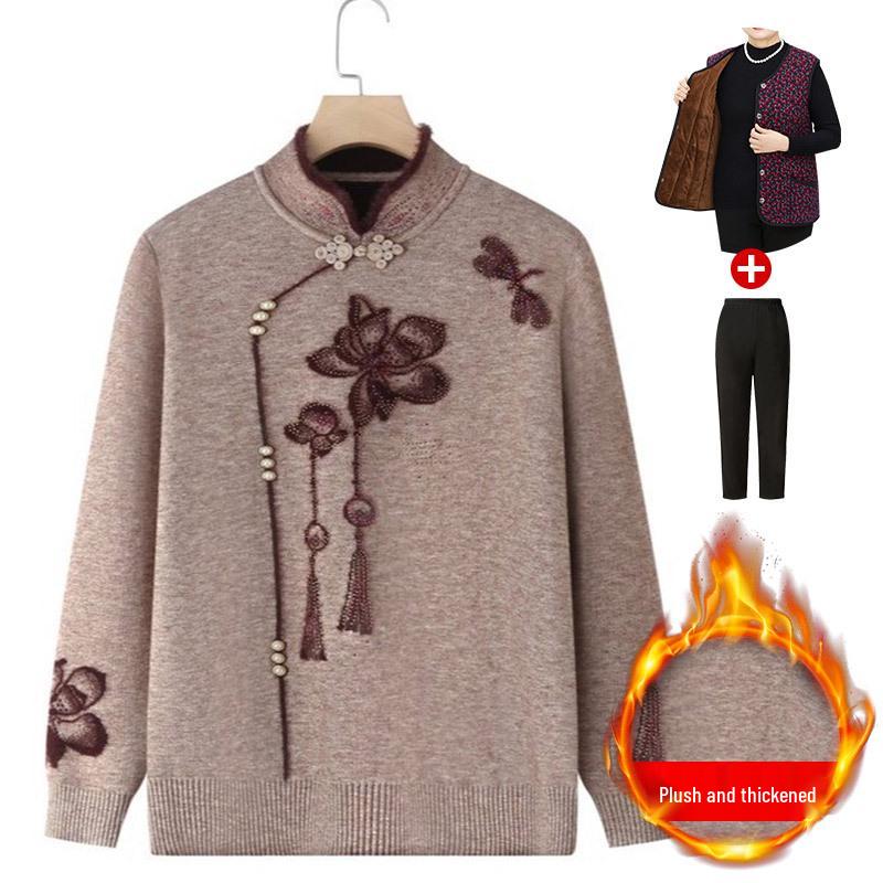 Damen Herbst/Winter Strickpullover - Gemütliche Samtgefütterte Strickjacke für Mütter