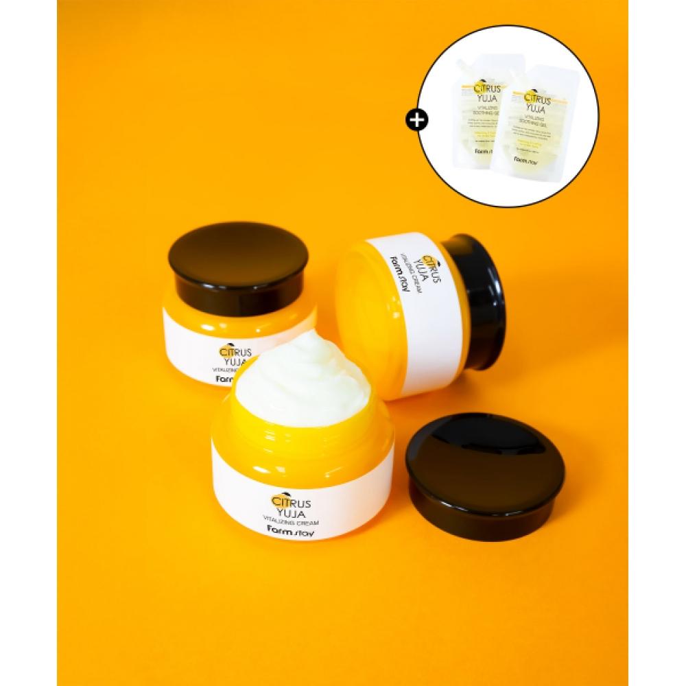 Farmstay Citrus Yuzu Vitalizing Cream 100g + Soothing Gel 100ml X 2 2 Creams+4 Soothing Gels