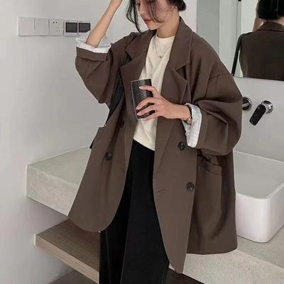 Spring Autumn Blazers Women Minimalist Solid Outwear Loose Elegant Retro Official Fashion High Street Feminine Comfortable Suit Coat
