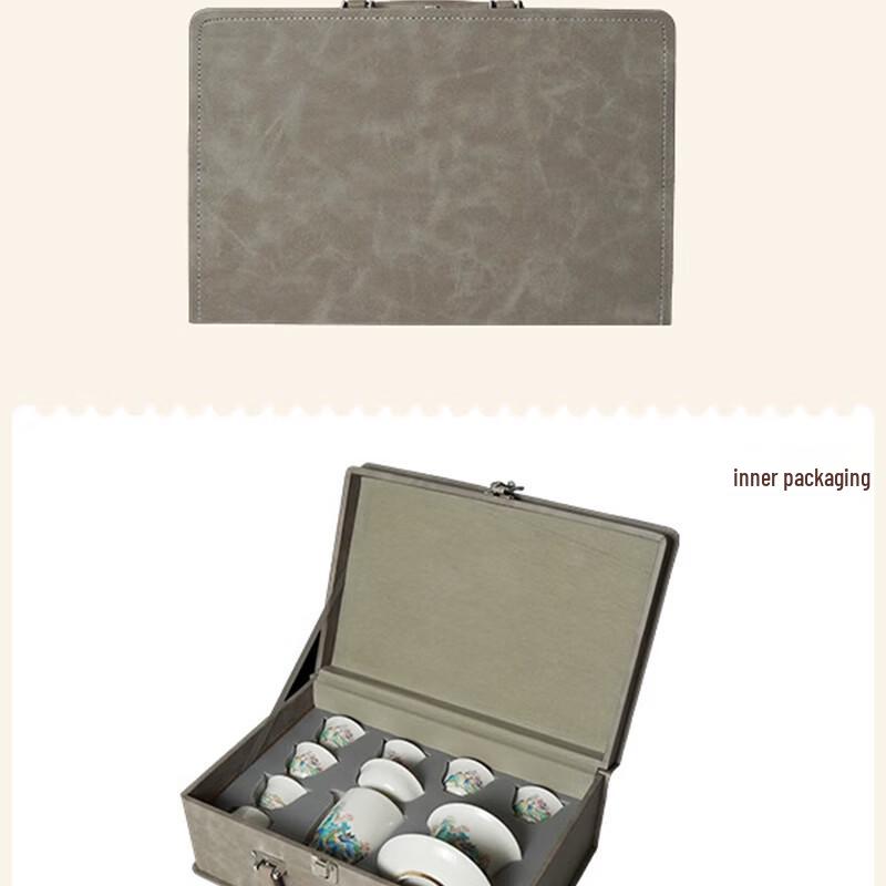 Gold-Inlaid Jade & Ceramic Kung Fu Tea Set