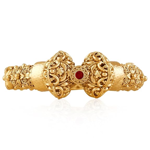 Pozłacana Etniczna Bransoletka Kada z Syntetycznymi Kamieniami dla Kobiet i Dziewcząt (2,6 cala, 1 szt.)