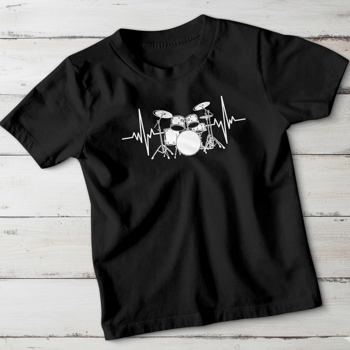 Drum Kit Heartbeat Drumming Music Kids T-Shirt Rhythm Musician Tee 130