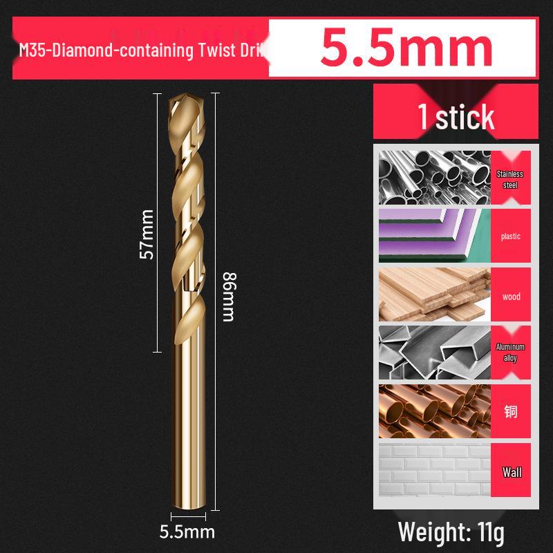 Cobalt-Enhanced Extended Length Twist Drill Bit Set - Super Hard Stainless Steel Alloy, 4.2mm.