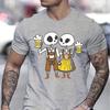 Skeleton Couple Drinking Beer Print T-shirts Beer Lover Essential Summer Clothes Skull Cheers Beers Print Fashion Mens T-shirt