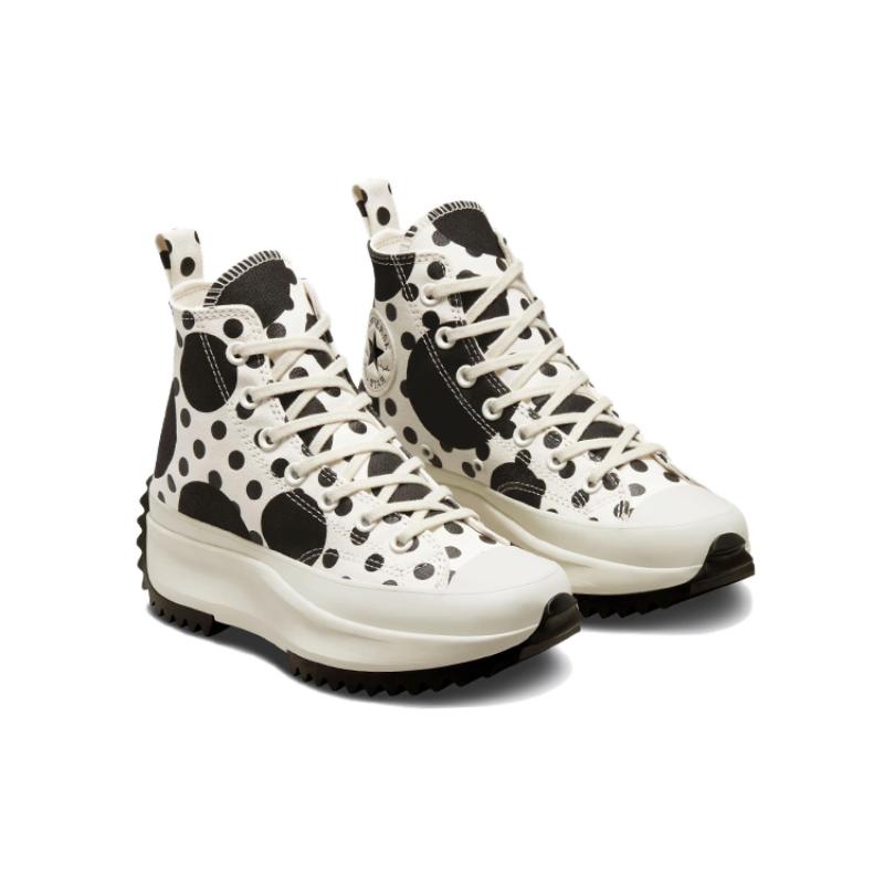 Converse Run Star Hike Platform Daily Versatile High-top Canvas Shoes Unisex Black and White