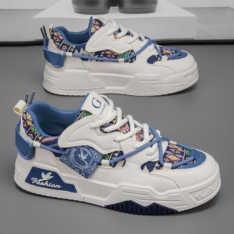 New Men's Skateboard Shoes 2026 Spring Fashion Versatile Low-Top Casual Sports Shoes Men's Trendyy Floral Cloth Sneakers Suitable for Outdoor Sports