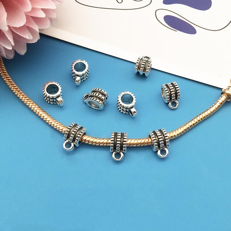 1 4Mm Large Hole Tee Hanging Head Pendant Buckle Handmade Diy Silver, Bracelet Jewelry Accessories