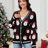 European and American women's clothing casual Santa jacquard sweater cardigan autumn and winter new Christmas sweater