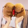 Cute Capybara Plush Toy With Stretchable Lollipop Simulation Animal Baby Doll Sleep Pilloe Room Decor Children Holiday Cozy Gift