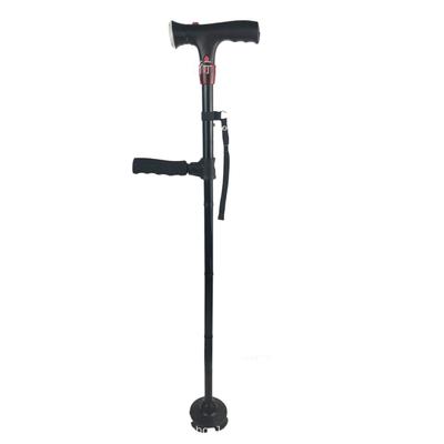 Gehstock mit Doppelgriff, Alarm & LED-Licht, Verstellbar für Senioren, Krücke für Außen- und Innenbereich - Faltbar, Tragbar