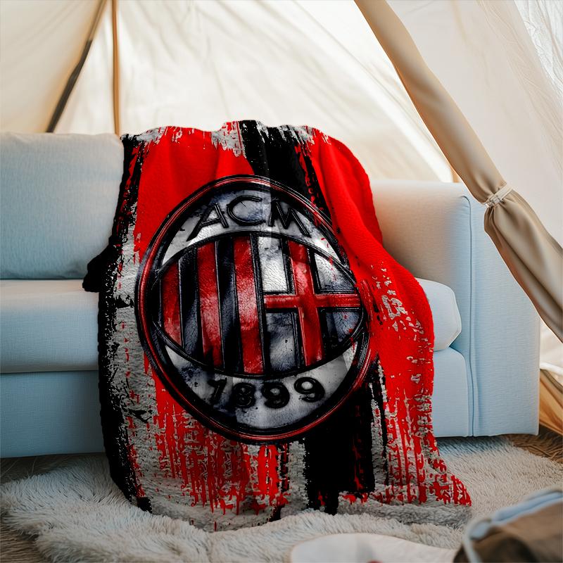 1PC Ac Milan Printed Soft Flannel Blanket Throw for Adult Bedroom Living Room Sofa Camping Travel Fan Gifts Christmas Gifts