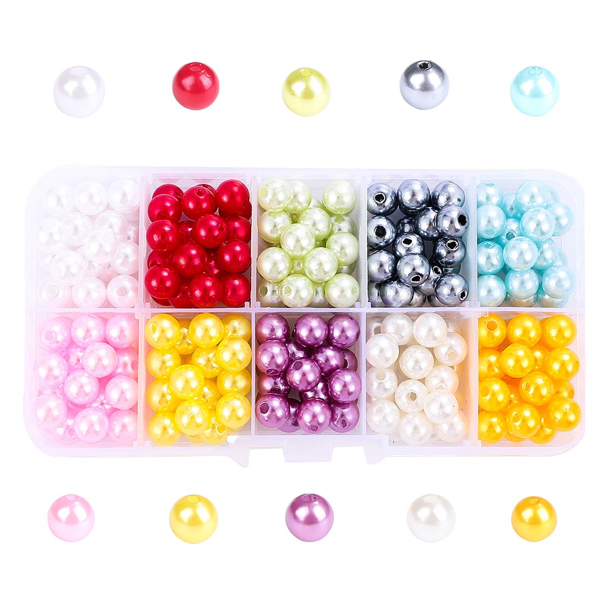 

1 компл./кор., набор горячих цветных бусин из АБС-пластика, коробка, браслет ручной работы, ожерелье, ювелирные аксессуары, аксессуары 8mm 1set/box